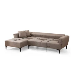 Jakarta (140-270 x 95 x 77 cm) Hörnsoffa-bäddsoffa Ljusbrun, Vänster