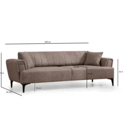 Jakarta (230 x 95 x 77 cm) 3-sits bäddsoffa Ljusbrun