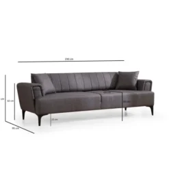 Jakarta (230 x 95 x 77 cm) 3-sits bäddsoffa Mörkgrå