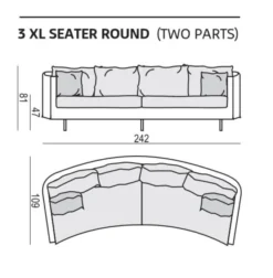 Julia 3-sits XL Svängd Soffa Big Cushions
