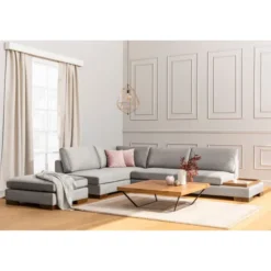 Kigali Hörn med puff (193 x 97 x 80 cm) Hörnsoffa Ljusgrå