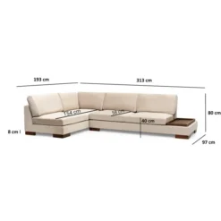 Kigali Hörn med puff (193 x 97 x 80 cm) Hörnsoffa Beige