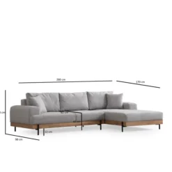 Kigali Oak (280-170 x 98 x 78 cm) Hörnsoffa Grå, Höger
