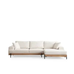 Kigali Oak (280-170 x 98 x 78 cm) Hörnsoffa Vit, Höger