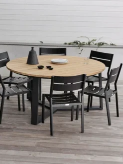 Laurion Matbord 150 cm Rund Teak/Svart