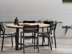 Laurion Matbord 150 cm Rund Teak/Svart