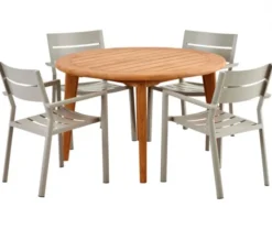 Lilja Matgrupp Rund 120 cm Teak ink Delia Karmstolar 4st