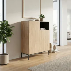 Limerick (90 x 120 x 41,8 cm) Sideboard Naturlig ekträ svart sandsten