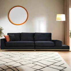 Line med sidobord (320 x 102 x 84 cm) Svart Guld 4-sitssoffa