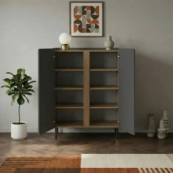 Lucile (90 x 120,4 x 40,5 cm) Sideboard Antracit naturlig ek svart