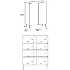 Lucile (90 x 120,4 x 40,5 cm) Sideboard Antracit naturlig ek svart