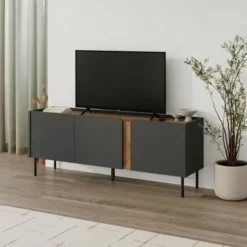 Lucile (140 x 53,9 x 35,5 cm) TV-bänk Antracit Natur ek Svart