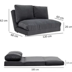 Malabo (32 x 127 x 120 cm) 2-sits bäddsoffa Grå