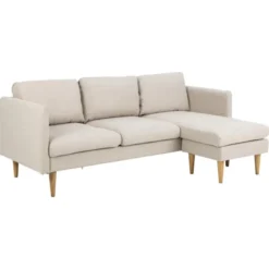 Milly 2-sits med schäslong Basel tyg Beige