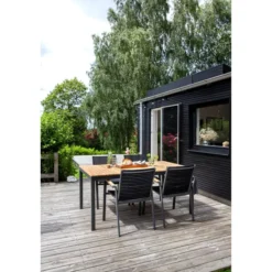 Mood Extreme Trädgårdsstol i Teak och Antracit Aluminium Smala lameller