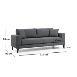 Nordic 3-sits (210 x 90 x 85 cm) Mörkgrå 3-sitssoffbädd