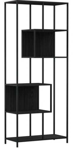 Notting Hill Bokhylla med baksida 185x77x35 cm Svart