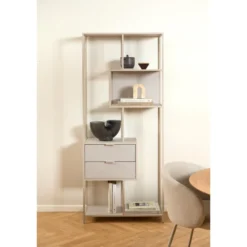 Notting Hill Bokhylla med 2 Lådor 185x77x35 cm Grå