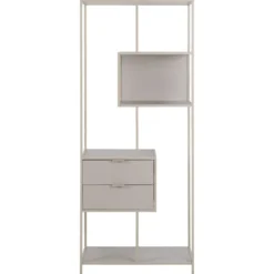 Notting Hill Bokhylla med 2 Lådor 185x77x35 cm Grå