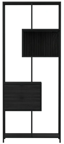 Notting Hill Bokhylla med 2 Lådor 185x77x35 cm Svart