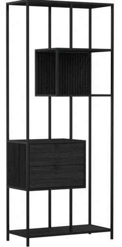 Notting Hill Bokhylla med 2 Lådor 185x77x35 cm Svart