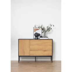 Notting Hill Sideboard 3 lådor 120x40x82 cm Svart/Ek
