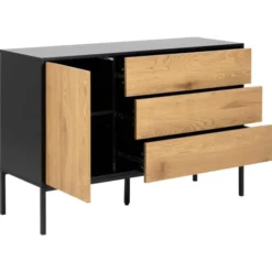 Notting Hill Sideboard 3 lådor 120x40x82 cm Svart/Ek