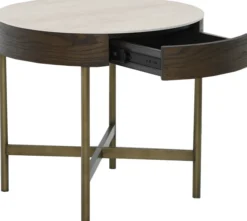 Novum Sidobord 55 cm Rund Brun / Bronz / Keramisk Travertin