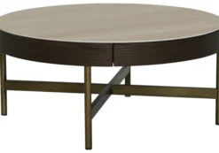 Novum Soffbord 90 cm Rund Brun / Bronz / Keramisk Travertin