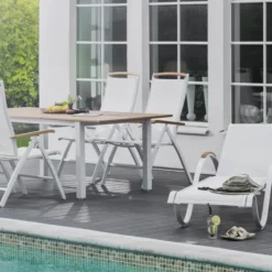 Nydala Matgrupp Vit/Teak - Bord 96x200-280 ink 6st Pos.