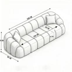 Octavio (268 x 70 x 80 cm) 4-sits soffa Kakelröd