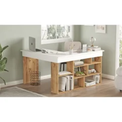 Paramaribo Five (129 x 72 x 120 cm) Skrivbord Atlantisk furu vit