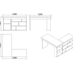 Paramaribo Five (129 x 72 x 120 cm) Skrivbord Atlantisk furu vit