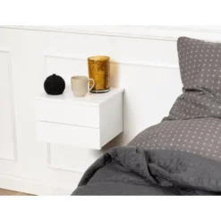 Pigalle Sängbord 2 Lådor Vit