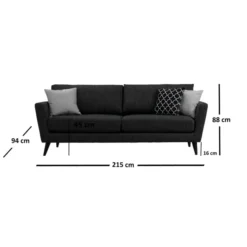 Port Louis 3 Seater (215 x 94 x 88 cm) Mörkgrå 3-sitssoffa