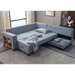 Porto (230 x 90 x 150 cm) Hörnsoffa-bäddsoffa Grå, Vänster