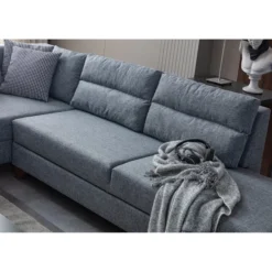 Porto (230 x 90 x 150 cm) Hörnsoffa-bäddsoffa Grå, Vänster