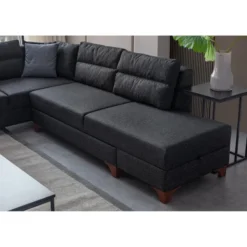 Porto (230 x 90 x 150 cm) Hörnsoffa-bäddsoffa Antracit, Vänster