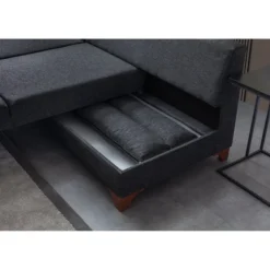 Porto (230 x 90 x 150 cm) Hörnsoffa-bäddsoffa Antracit, Vänster