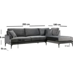 Quito Hörn (283-180 x 90 x 88 cm) Hörnsoffa Antracit, Vänster