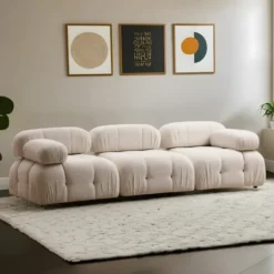 Quito 3-sits (288 x 95 x 75 cm) Bouclette 3-sitssoffa Creme