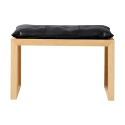 Rib Bänk 2-sits i Bambu med Skinndyna Svart