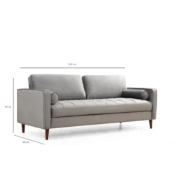 Rom (215 x 90 x 70 cm) 3-sitssoffa Ljusgrå