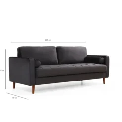 Rom (215 x 90 x 70 cm) 3-sitssoffa Svart ek