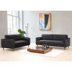 Rom (215 x 90 x 70 cm) 3-sitssoffa Svart ek