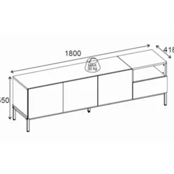 Salvador 180 (180 x 55 x 41,8 cm) TV-bänk Naturlig ekträ svart sandsten