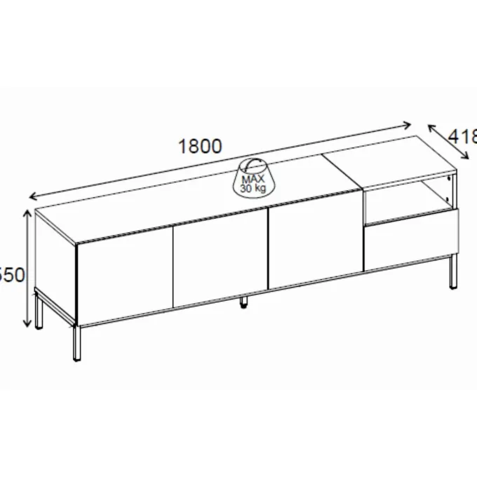 Salvador 180 (180 x 55 x 41,8 cm) TV-bänk Sandsten naturlig ek