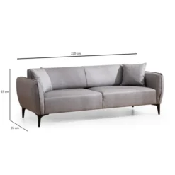 Santiago (220 x 67 x 95 cm) 3-sitssoffa Grå