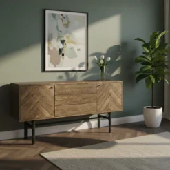 Sideboard Nr.230 Fiskbensdörrar 180x85 cm Rökoljad Ek