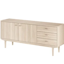 Sideboard Nr.420 2st Trädörrar 3st Lådor 186x80 cm Vitoljad Ek